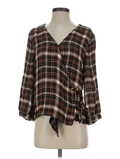 Pre-owned Madewell 3/4 Sleeve Blouse In Brown