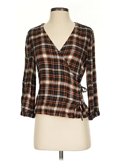Pre-owned Madewell 3/4 Sleeve Blouse In Brown