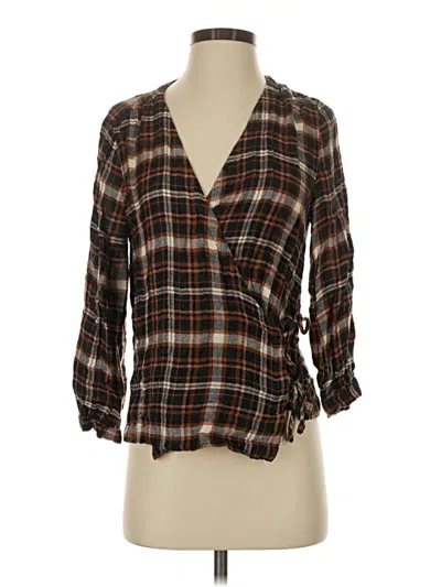 Pre-owned Madewell 3/4 Sleeve Blouse In Brown