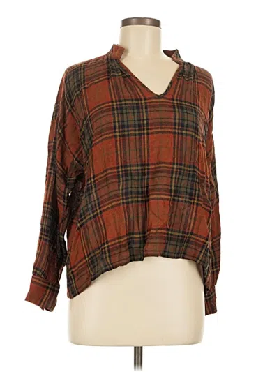 Pre-owned Madewell 3/4 Sleeve Blouse In Brown