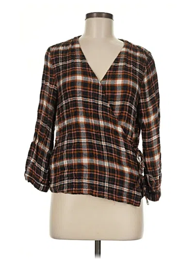 Pre-owned Madewell 3/4 Sleeve Blouse In Brown