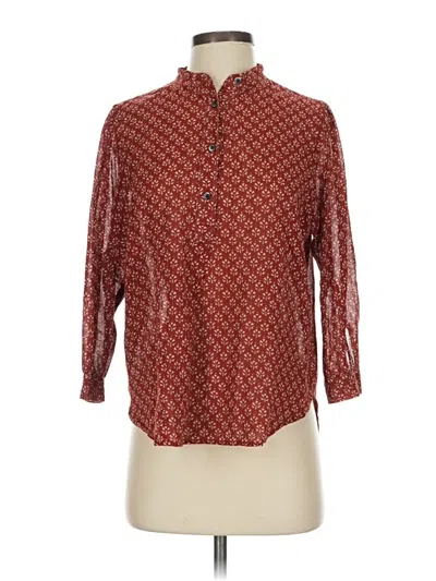 Pre-owned Madewell 3/4 Sleeve Blouse In Burgundy
