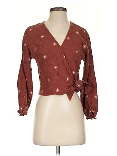 Pre-owned Madewell 3/4 Sleeve Blouse In Burgundy