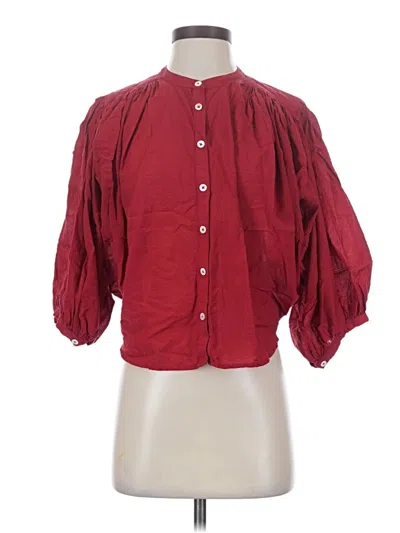 Pre-owned Madewell 3/4 Sleeve Blouse In Burgundy