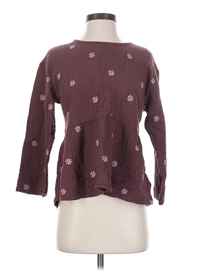 Pre-owned Madewell 3/4 Sleeve Blouse In Burgundy