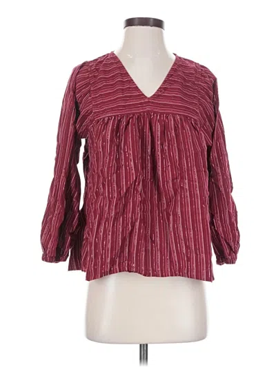 Pre-owned Madewell 3/4 Sleeve Blouse In Burgundy