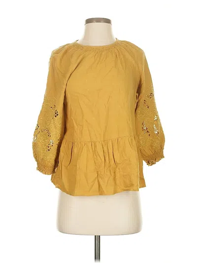 Pre-owned Madewell 3/4 Sleeve Blouse In Gold