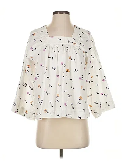 Pre-owned Madewell 3/4 Sleeve Blouse In White