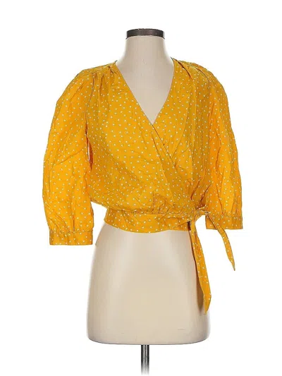 Pre-owned Madewell 3/4 Sleeve Blouse In Yellow