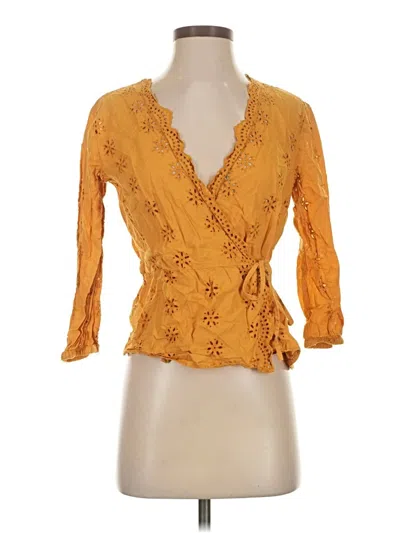 Pre-owned Madewell 3/4 Sleeve Blouse In Yellow