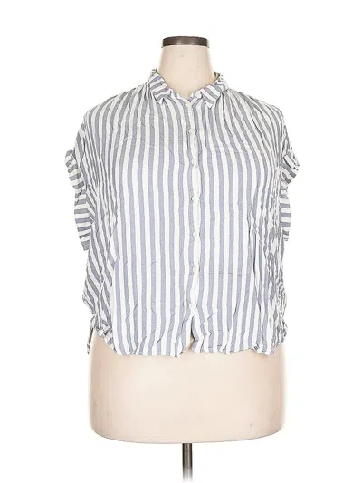Pre-owned Madewell 3/4 Sleeve Button Down Shirt In Blue
