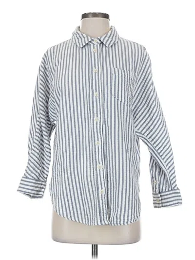 Pre-owned Madewell 3/4 Sleeve Button Down Shirt In Blue