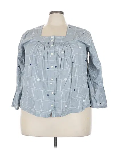 Madewell 3/4 Sleeve Button Down Shirt In Blue
