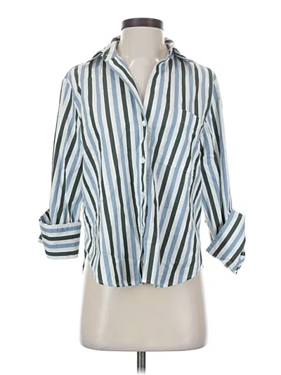 Pre-owned Madewell 3/4 Sleeve Button Down Shirt In Blue