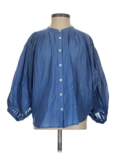 Pre-owned Madewell 3/4 Sleeve Button Down Shirt In Blue
