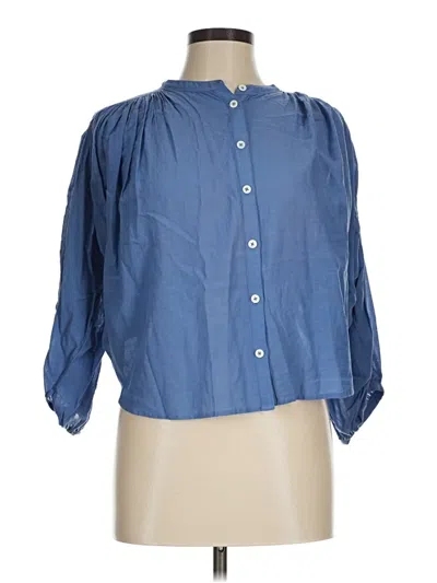 Pre-owned Madewell 3/4 Sleeve Button Down Shirt In Blue