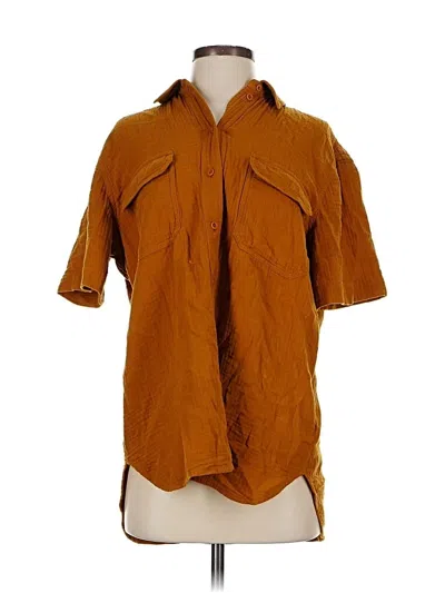 Pre-owned Madewell 3/4 Sleeve Button Down Shirt In Brown