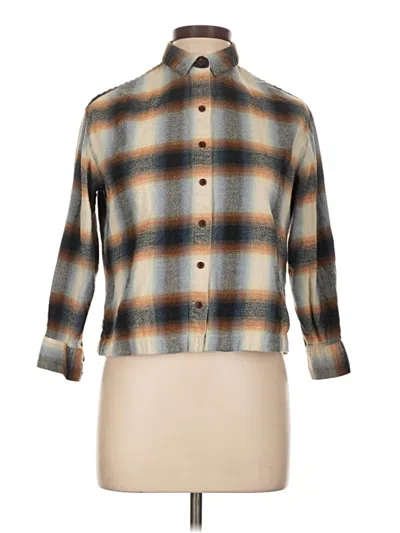 Pre-owned Madewell 3/4 Sleeve Button Down Shirt In Brown