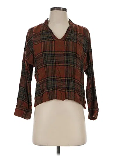 Pre-owned Madewell 3/4 Sleeve Button Down Shirt In Brown
