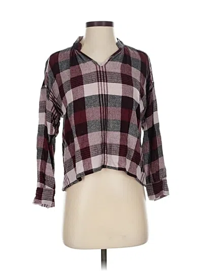 Pre-owned Madewell 3/4 Sleeve Button Down Shirt In Burgundy