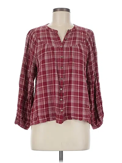 Pre-owned Madewell 3/4 Sleeve Button Down Shirt In Burgundy