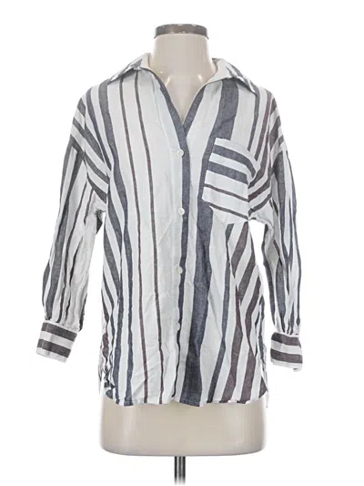 Pre-owned Madewell 3/4 Sleeve Button Down Shirt In Gray