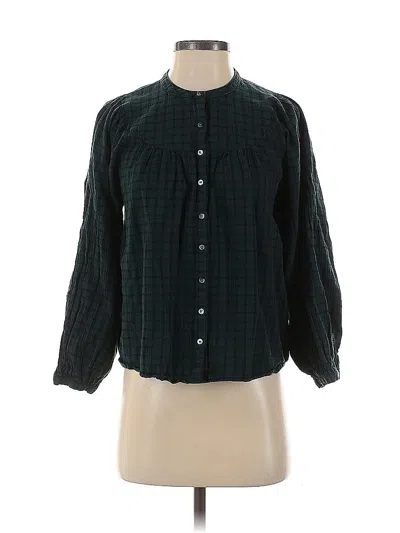 Pre-owned Madewell 3/4 Sleeve Button Down Shirt In Green