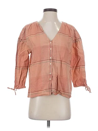 Pre-owned Madewell 3/4 Sleeve Button Down Shirt In Orange