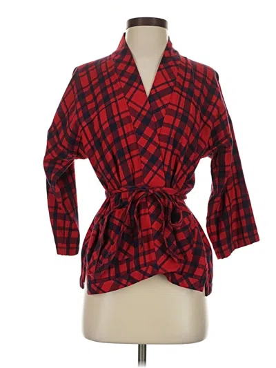 Pre-owned Madewell 3/4 Sleeve Button Down Shirt In Red