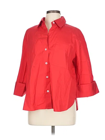 Madewell 3/4 Sleeve Button Down Shirt In Red