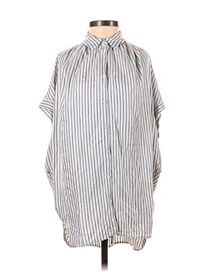 Pre-owned Madewell 3/4 Sleeve Button Down Shirt In Silver