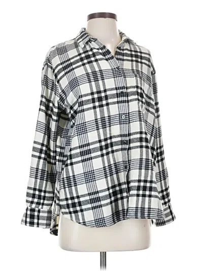 Pre-owned Madewell 3/4 Sleeve Button Down Shirt In Silver