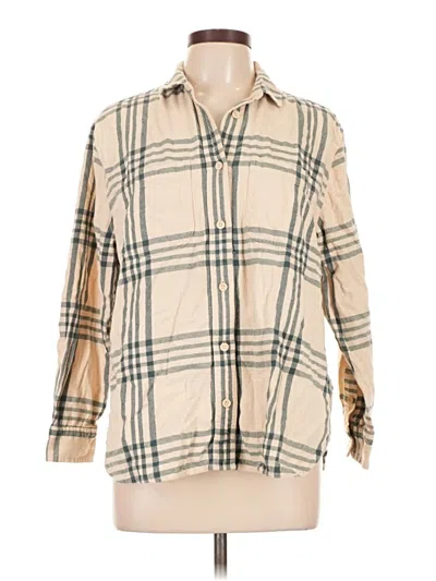 Pre-owned Madewell 3/4 Sleeve Button Down Shirt In Tan
