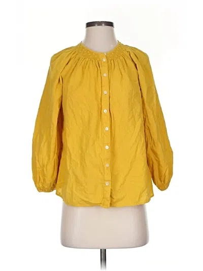 Pre-owned Madewell 3/4 Sleeve Button Down Shirt In Yellow