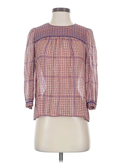 Pre-owned Madewell 3/4 Sleeve Silk Top Purple Square Neckline Tops