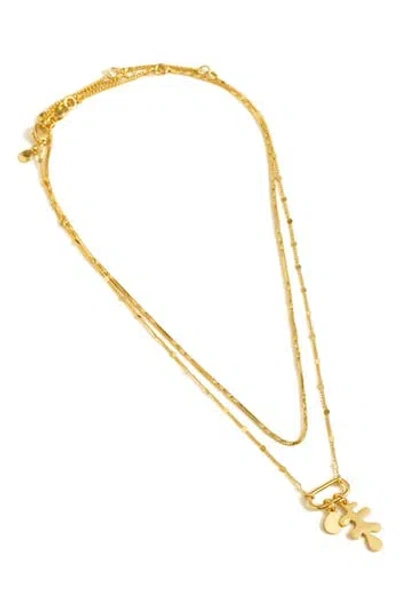 Madewell Abstract Leaf Layered Necklace In Gold