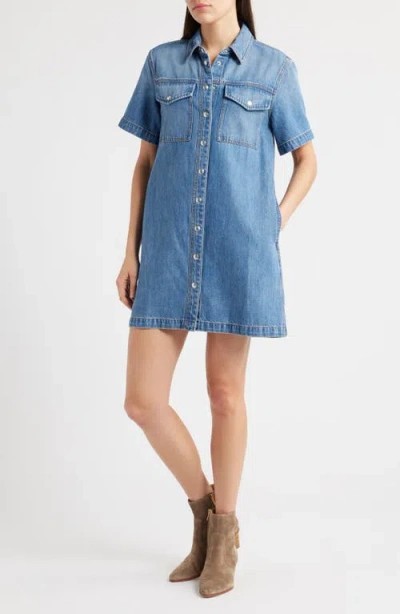 Madewell Airy Denim Boxy Shirtdress In Blue
