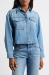 Madewell Airy Denim Crop Shirt In Blue