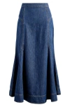 Madewell Airy Denim Midi Circle Skirt In Avonmore Wash