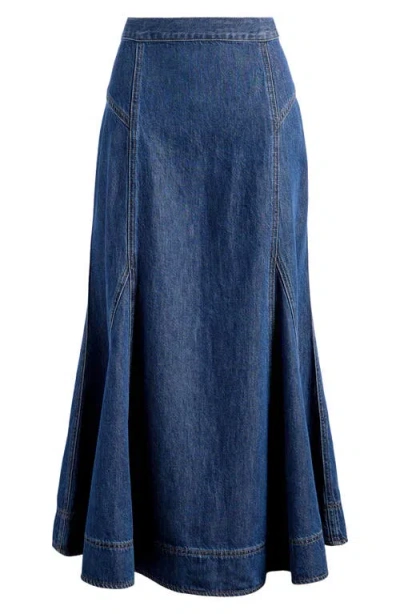 Madewell Airy Denim Midi Circle Skirt In Avonmore Wash