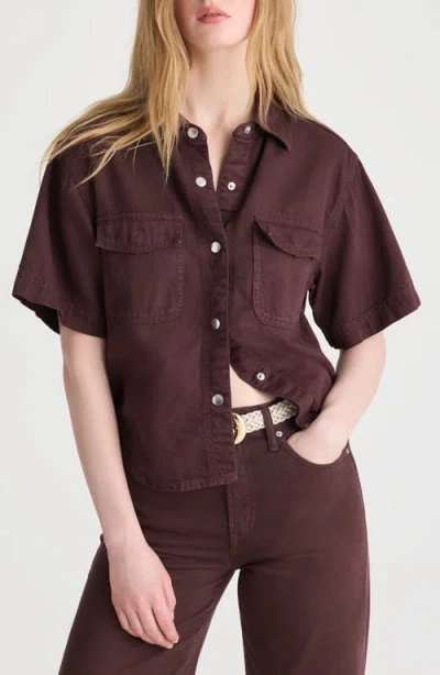 Madewell Airy Denim Utility Pocket Shirt In Brown