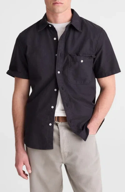 Madewell Allday Oxford Single Pocket Short Sleeve Button-up Shirt In Black