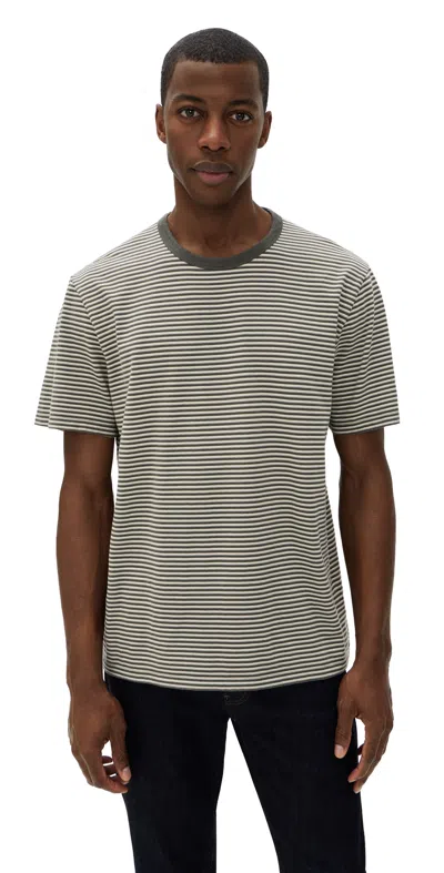 Madewell Allday Tee Stripe Pelican Green In Multi