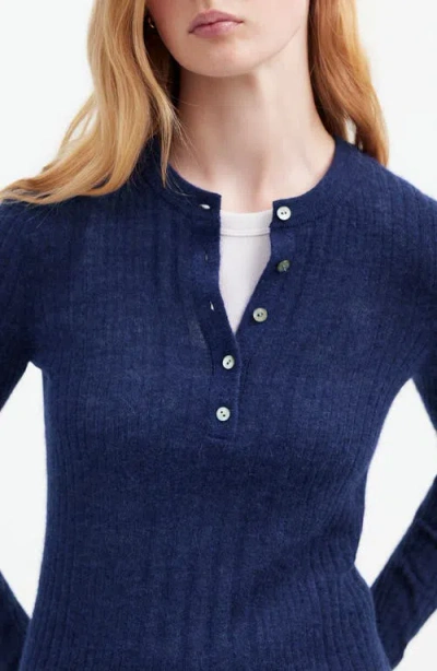 Madewell Alpaca Blend Henley Sweater In Blue