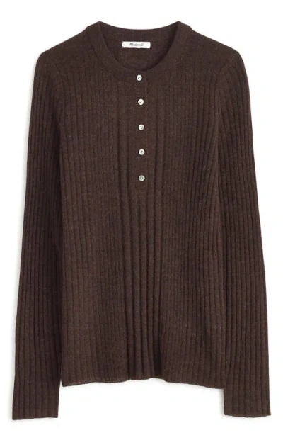 Madewell Alpaca Blend Henley Sweater In Dark Carob