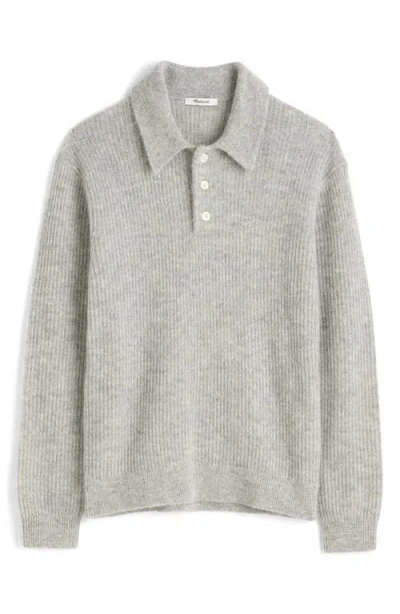 Madewell Alpaca Blend Polo Sweater In Heather Grey