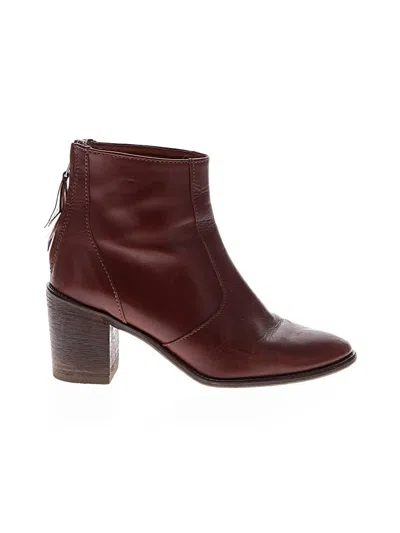 Pre-owned Madewell Ankle Boots In Burgundy