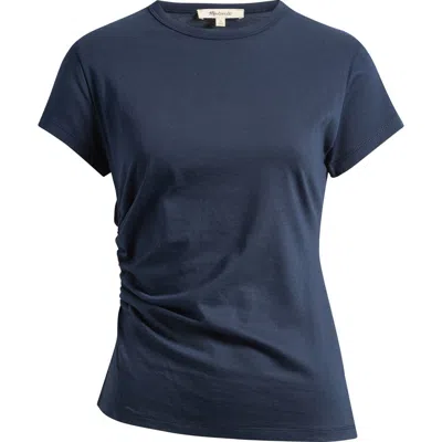 Madewell Asymmetric Ruched Jersey T-shirt In Blue