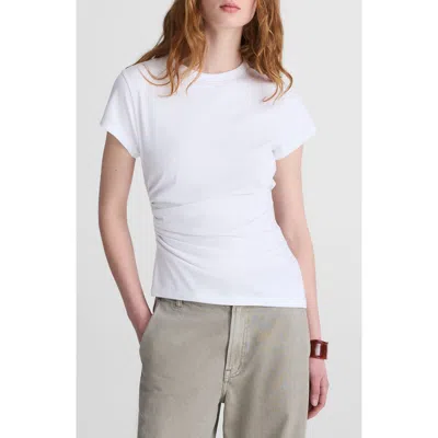 Madewell Asymmetric Ruched Jersey T-shirt In White