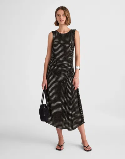 Madewell Asymmetrical Ruched Midi Dress In Black